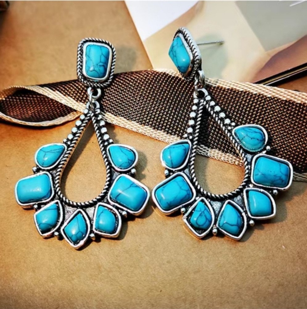 Boho Colorful Turquoise Drop Dangle Earrings NEW